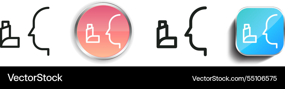 Inhaler icon thin linear regular and button style Vector Image