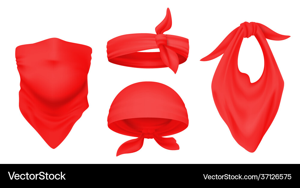 Red bandana realistic 3d headbands ways to wear Red bandana realistic 3d headbands ways to wear vector image