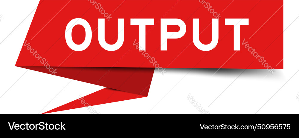 Red color speech banner with word output on white Red color speech banner with word output on white vector image