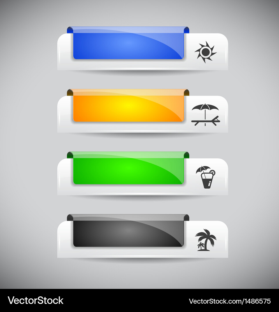 Set of color plastic buttons for web Vector Image