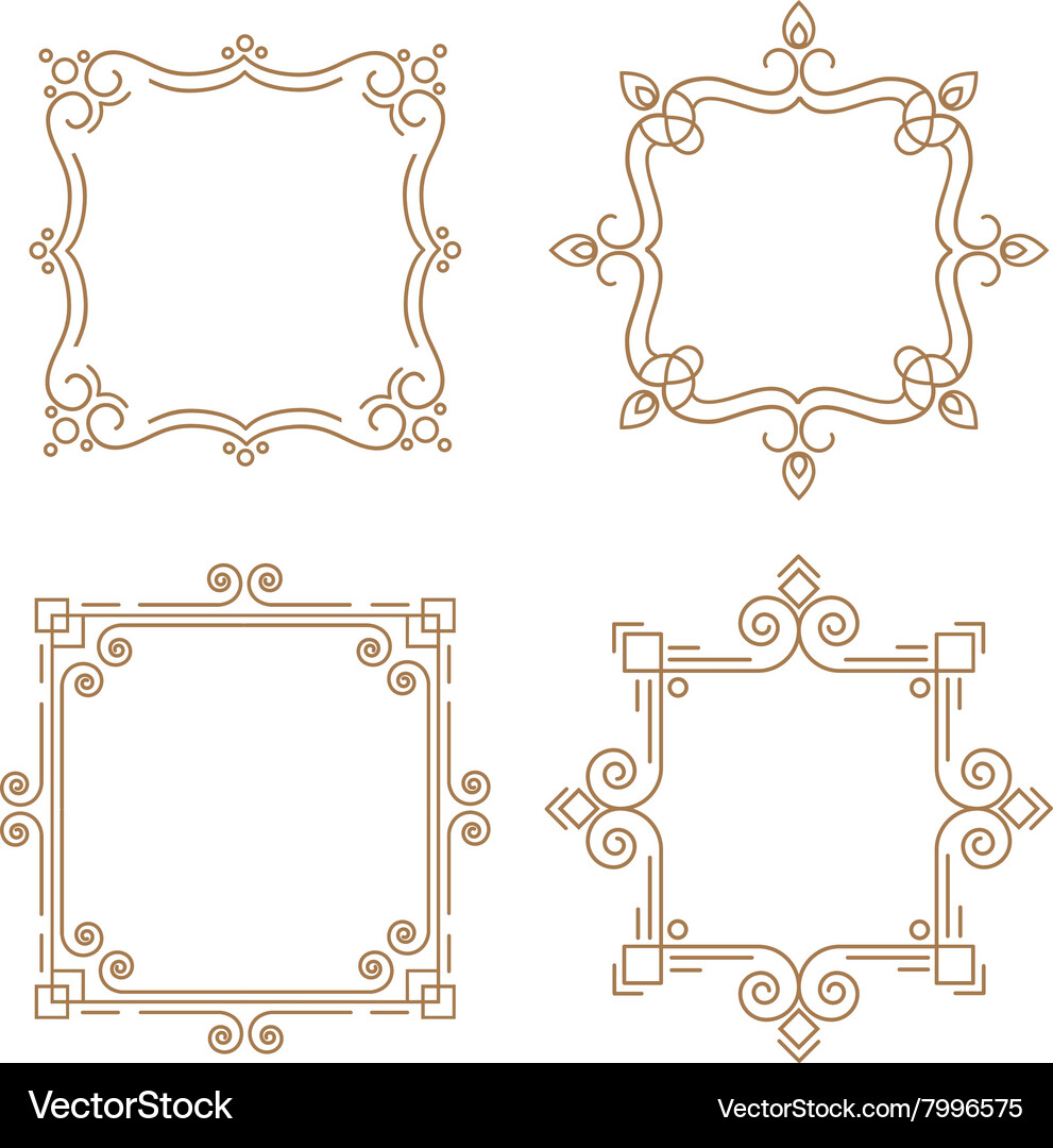 Set of outline emblems line frame Vector Image