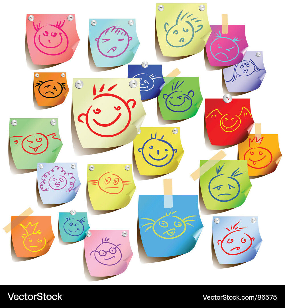 Sticky Notes with Smiles Vector Image