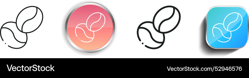 Coffee beans icon thin linear regular and button vector image