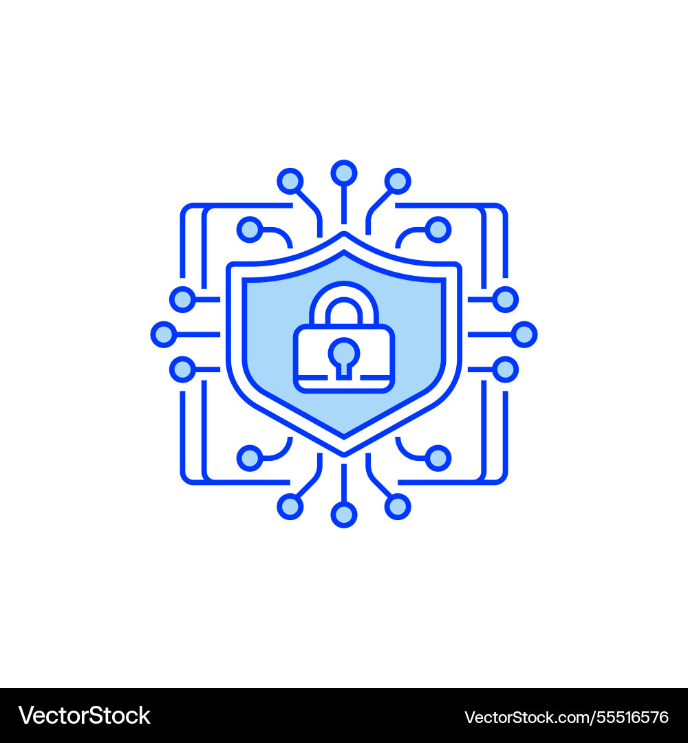 Data encryption filled line icon linear style Vector Image