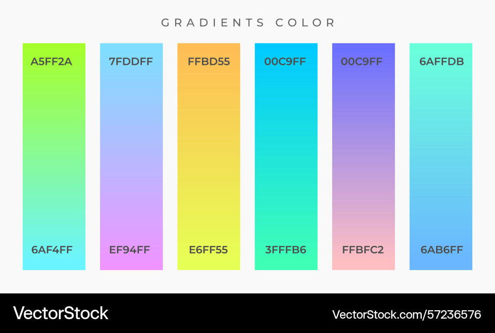 Gradient color palette hex smooth soft bars vector image