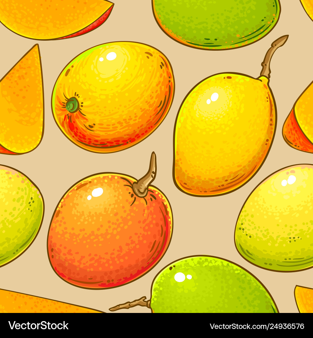 Mango fruits pattern on color background Mango fruits pattern on color background vector image