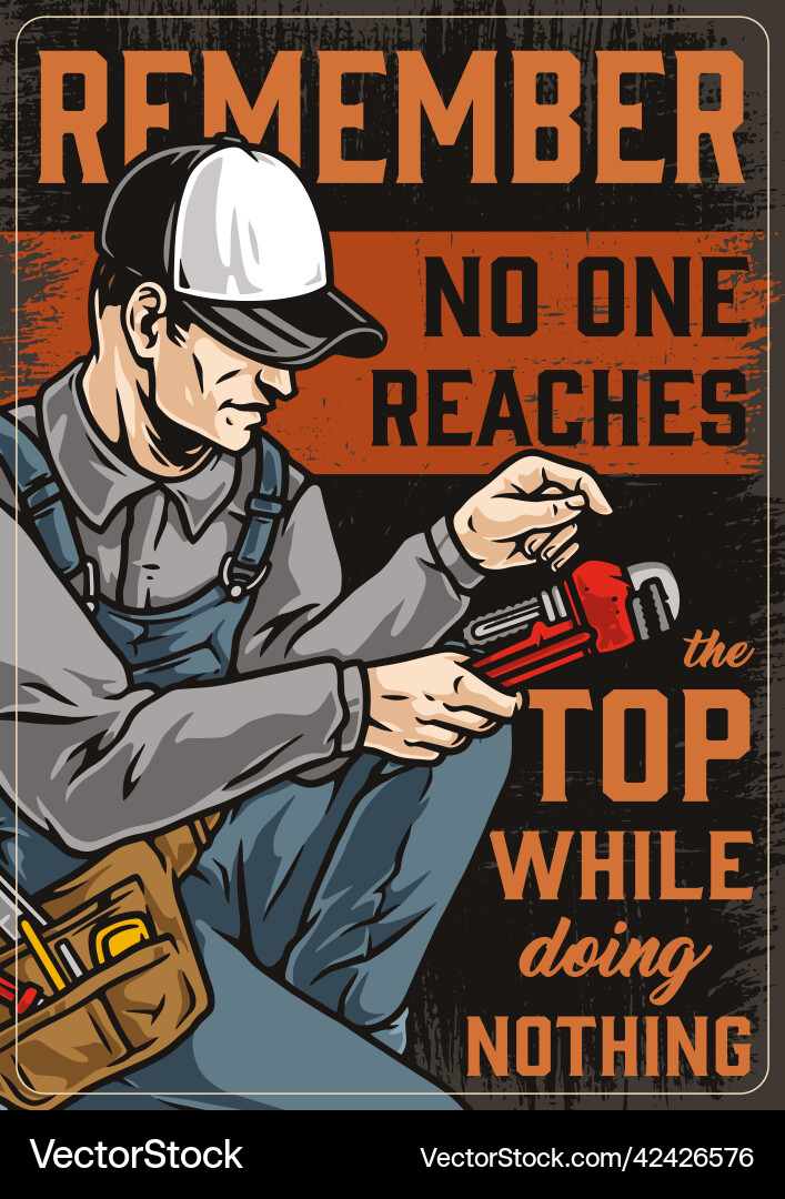 Motivation banner with inscriotion and plumber Motivation banner with inscriotion and plumber vector image