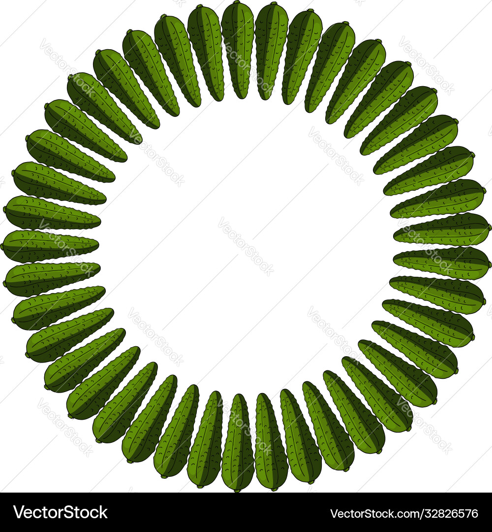 Round frame with vertical cucumber isolated Vector Image