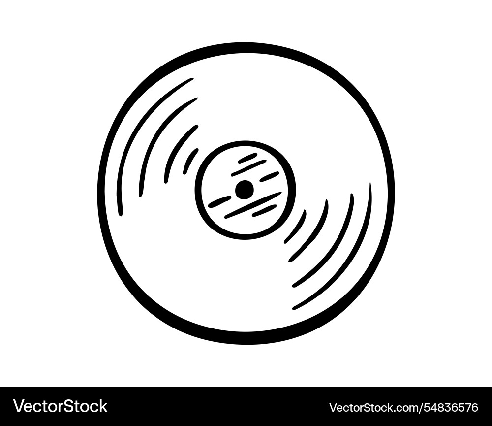 Vinyl gramophone record doodle hand drawn icon Vinyl gramophone record doodle hand drawn icon vector image