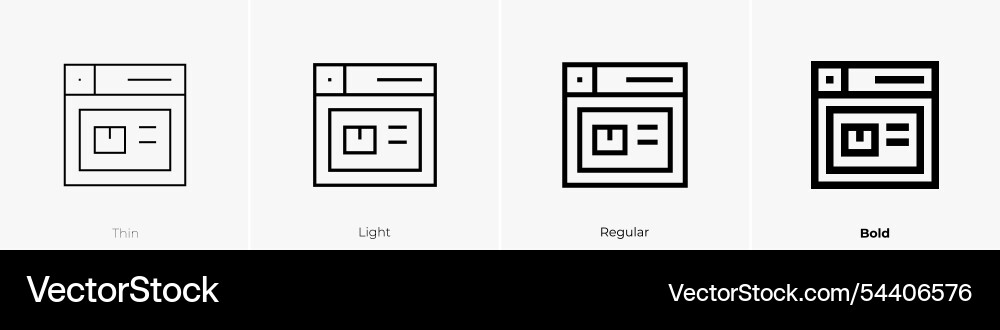 Web page icon thin light regular and bold style Web page icon thin light regular and bold style vector image