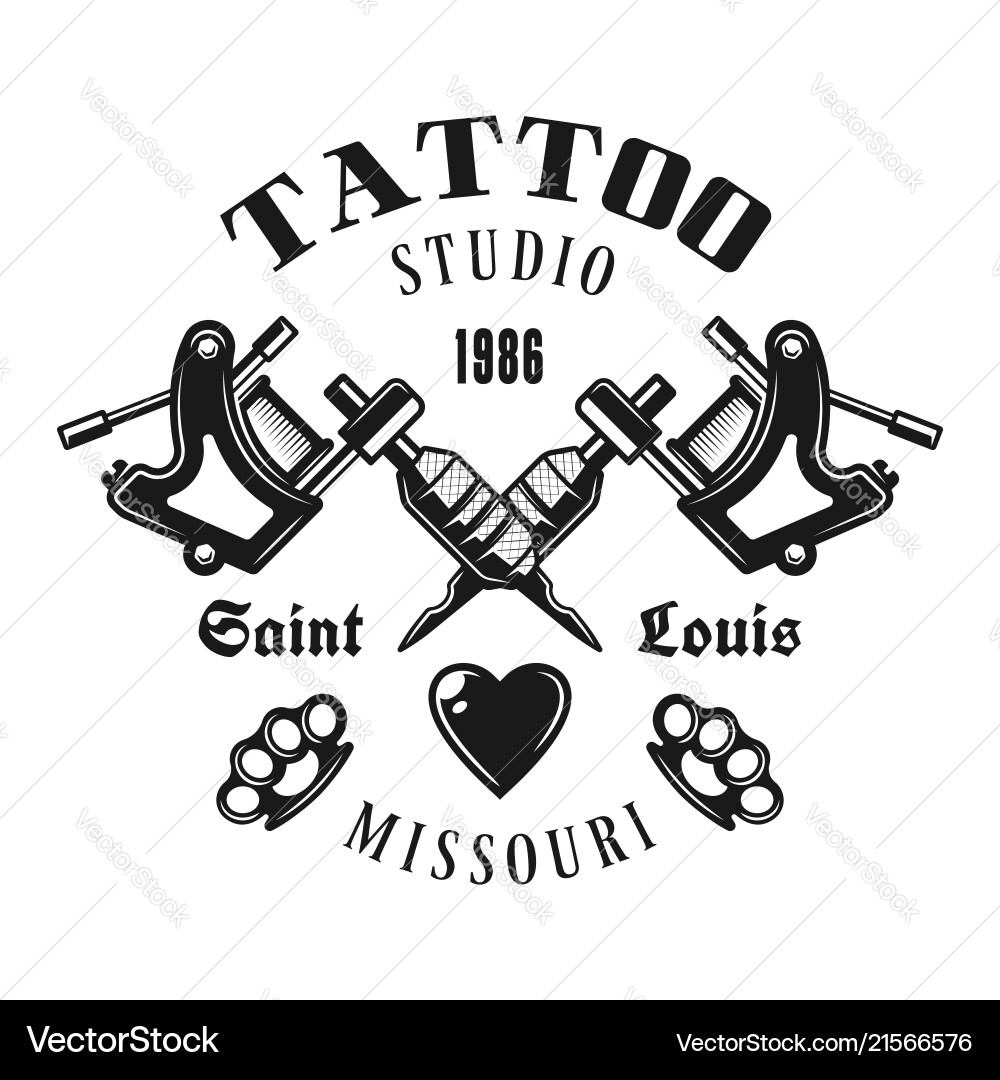 Zwei gekreuzte Tattoo elektrische Maschinen Emblem Zwei gekreuzte Tattoo elektrische Maschinen Emblem vektorbild