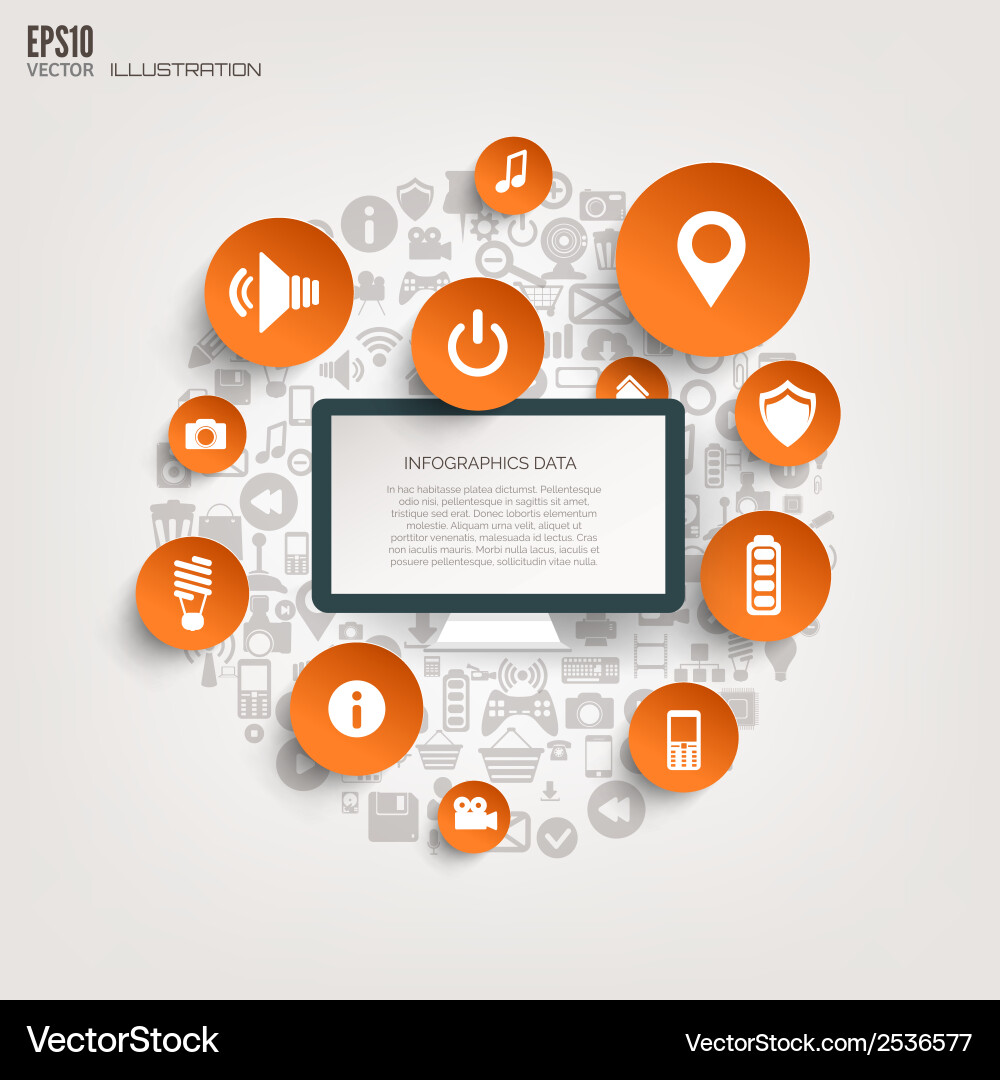 Flat abstract background with web icons interface Vector Image