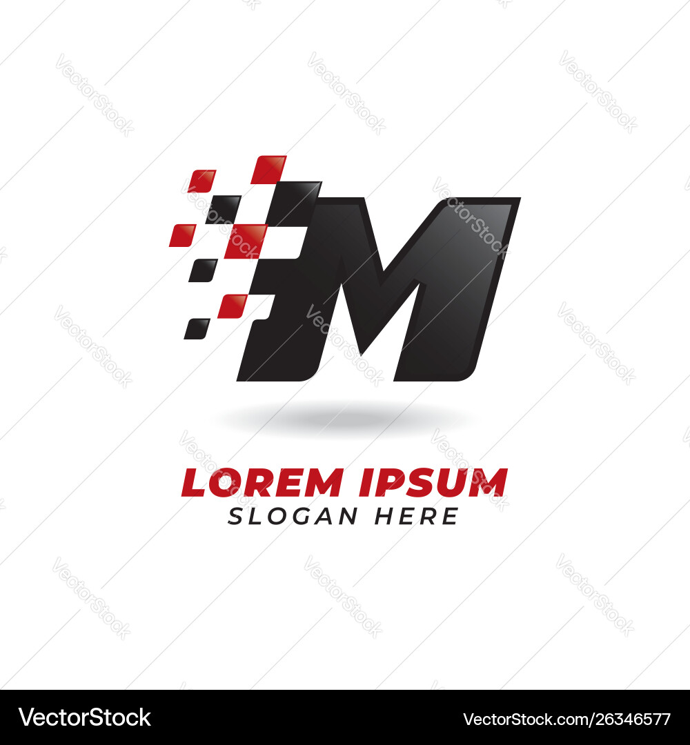 Race Flag Letter M Logo Vector Image