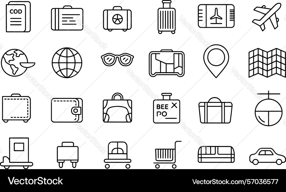 Travel icons set line style for web design Vector Image