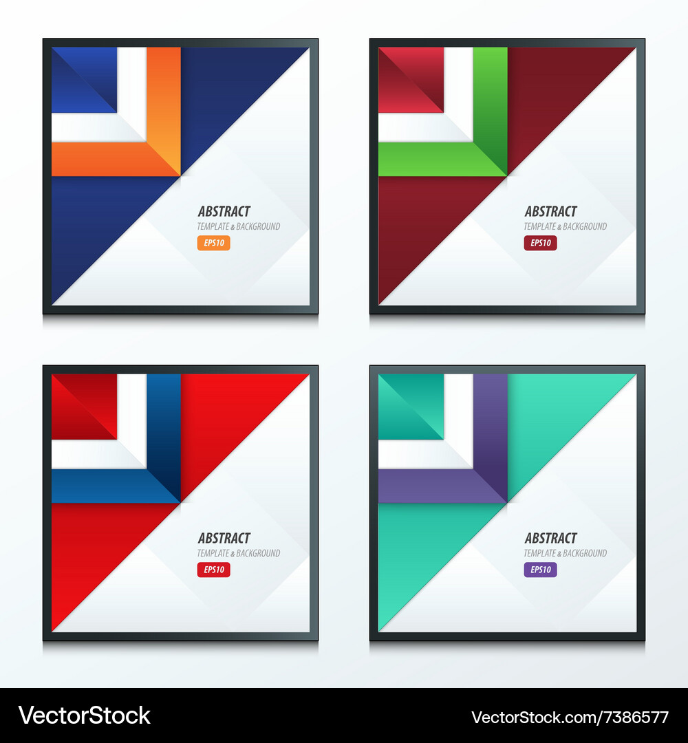 Triangle template set 4 item 2 color in style Vector Image