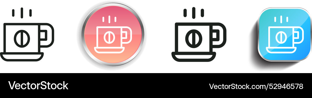 Coffee cup icon thin linear regular and button Coffee cup icon thin linear regular and button vector image