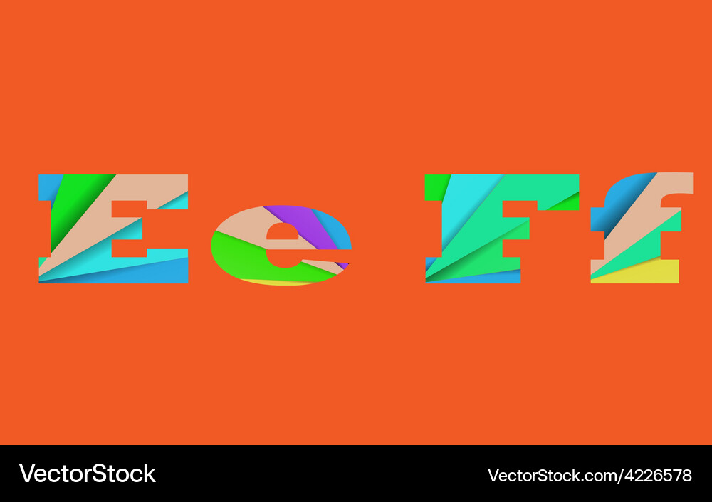 Cut into several parts within font e f alphabet Vector Image