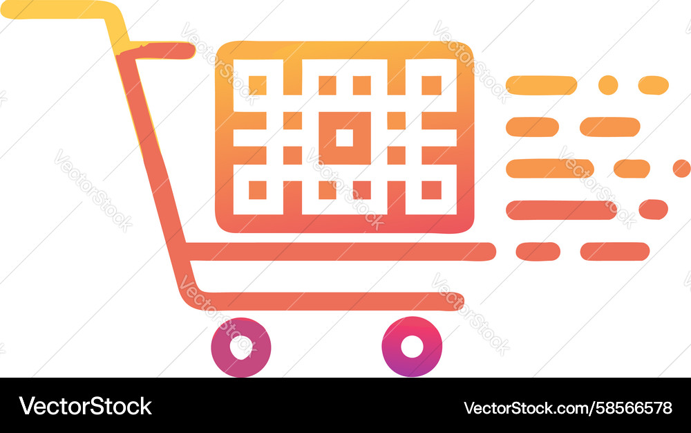 Dynamic Shopping Cart with QR Code Vector Image