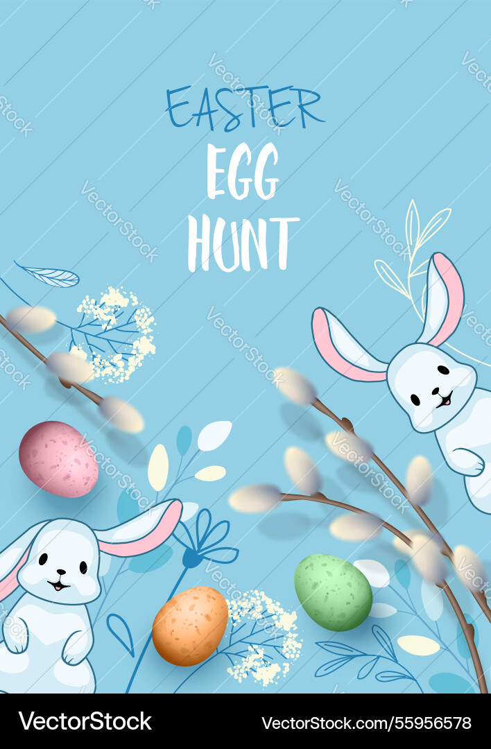 Easter background with egg hunt lettering Vector Image