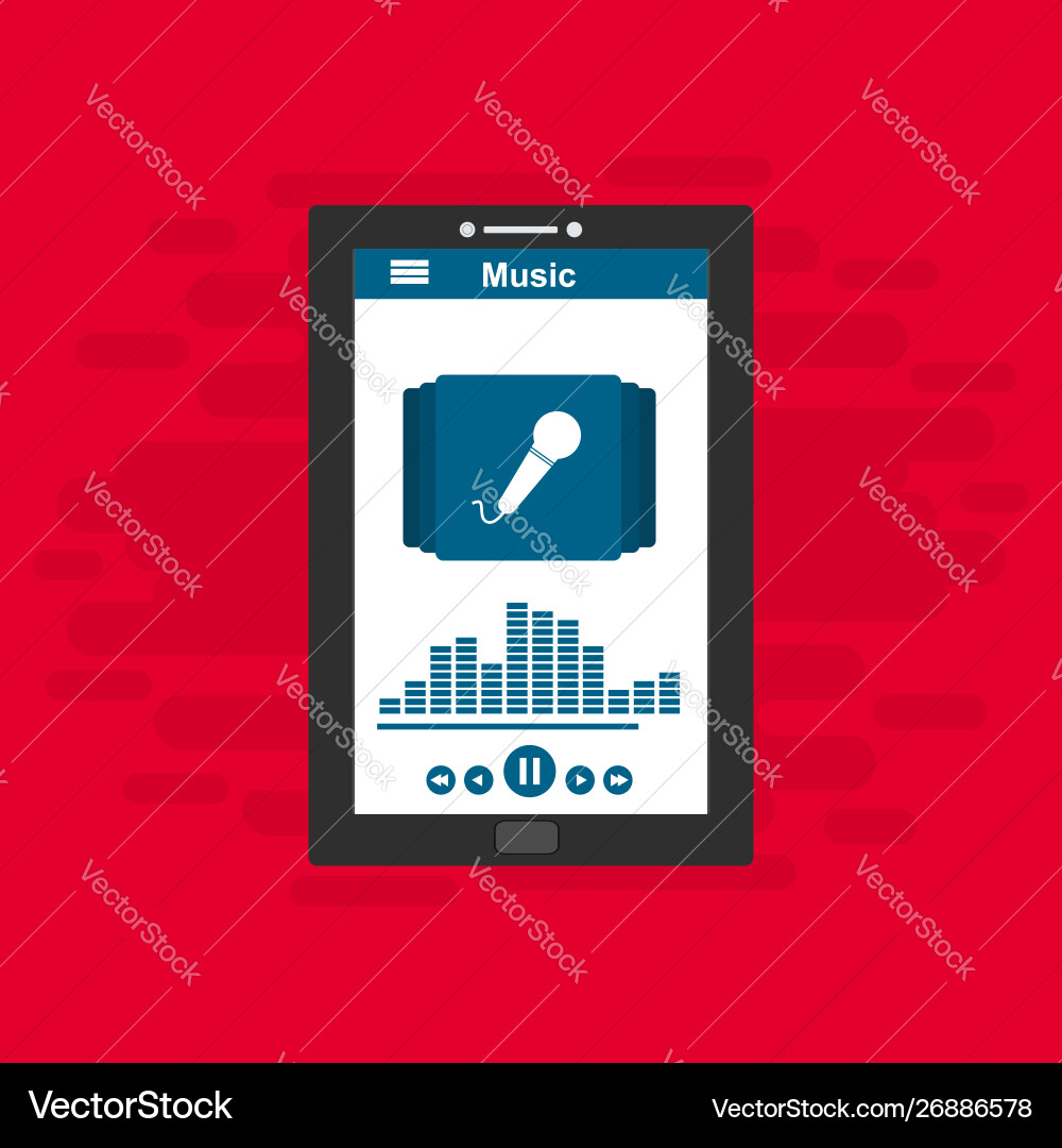 Media player application app template with flat Media player application app template with flat vector image