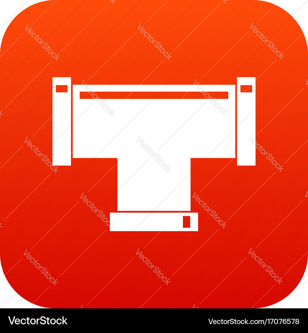 T pipe connection icon digital red vector image