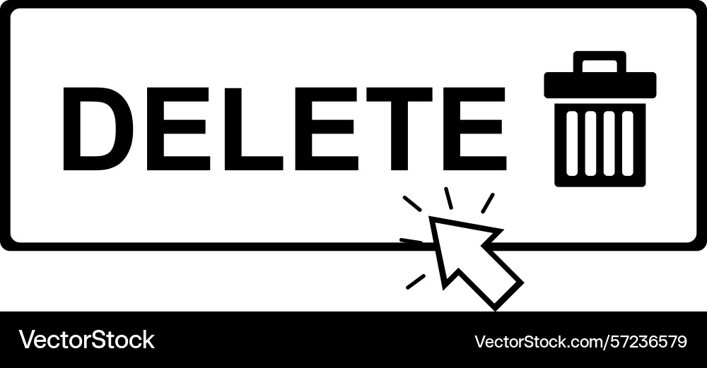 Drawing black and white click delete button Drawing black and white click delete button vector image
