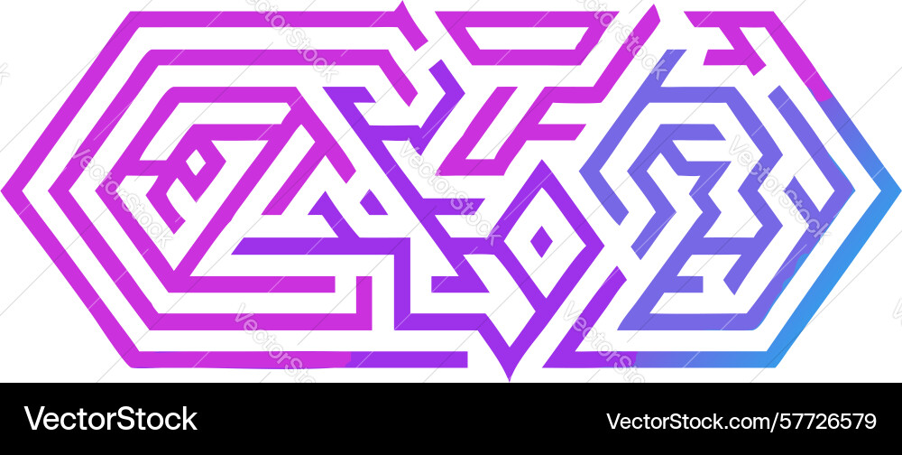 Gradient maze pattern abstract hexagonal puzzle vector image