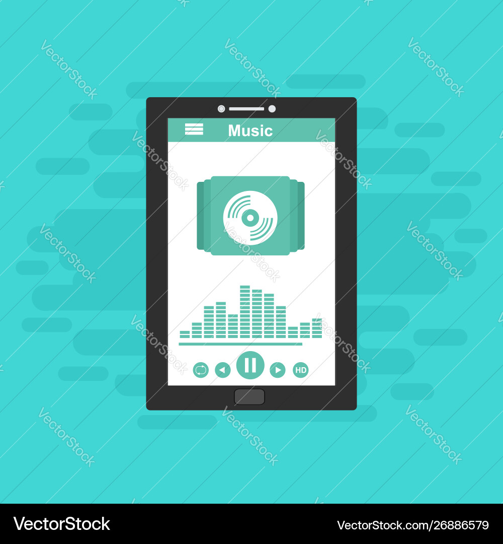 Media player application app template with flat Media player application app template with flat Vector Image