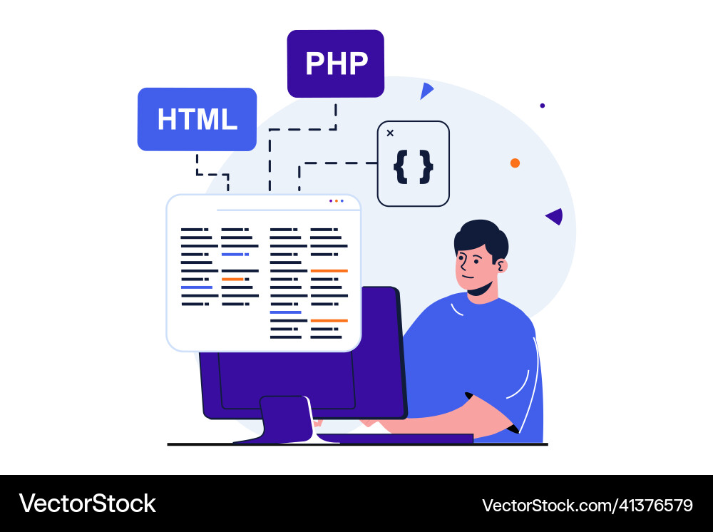 Programmer working modern flat concept for web Programmer working modern flat concept for web vector image