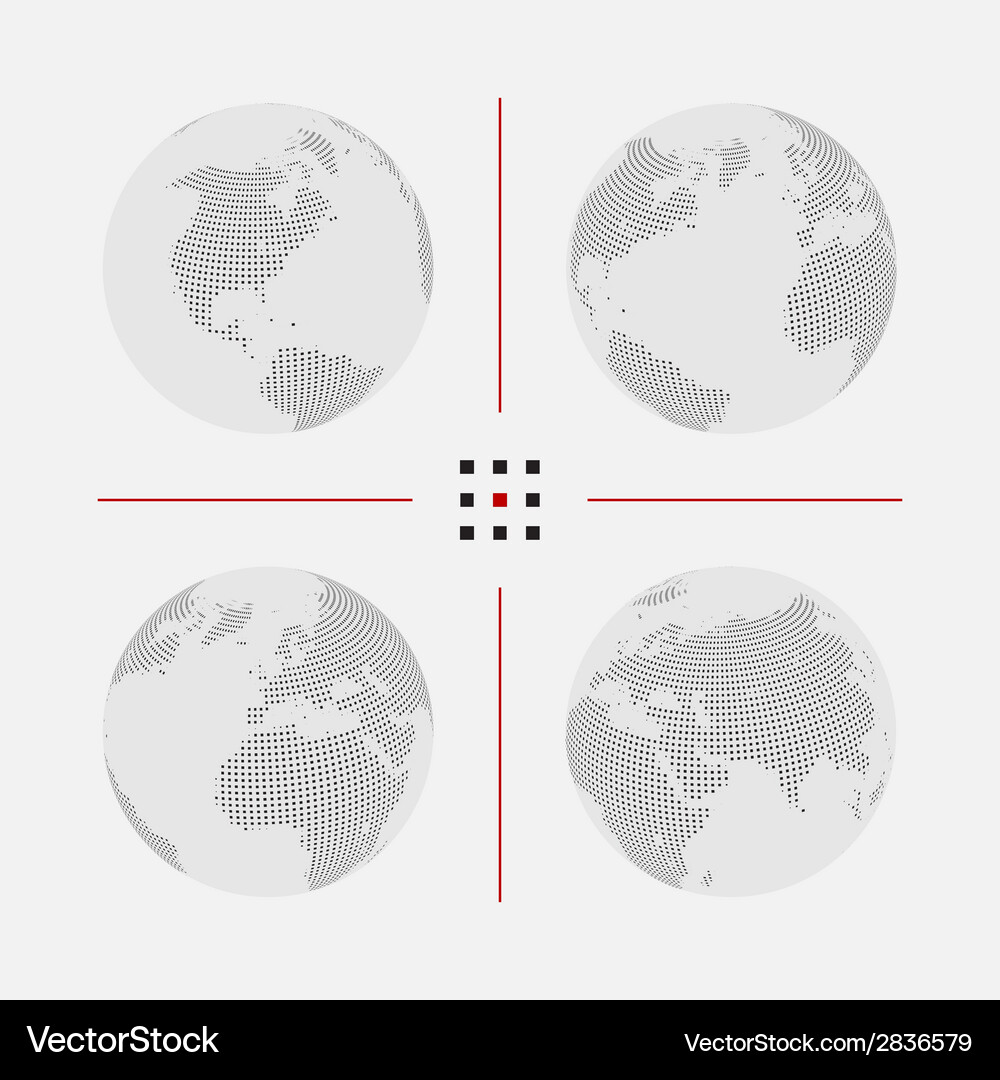Set of dotted world maps in different resolution Vector Image