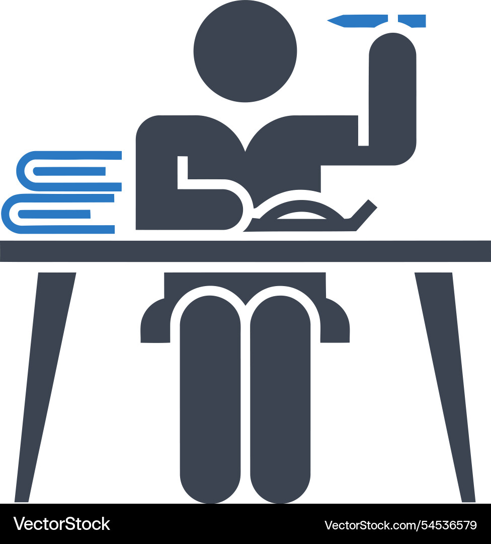 Study desk learning icon Royalty Free Vector Image
