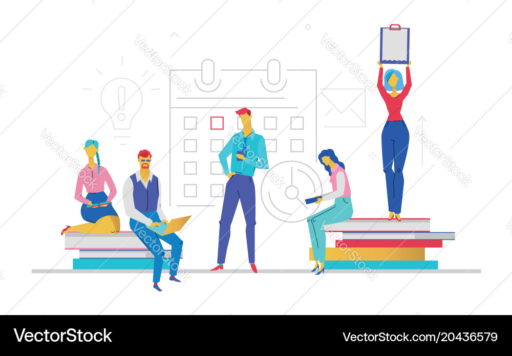 Working on a project - flat design style colorful vector image