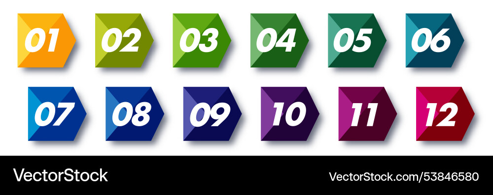 Bullet points numbers from 1 to 12 list markers Bullet points numbers from 1 to 12 list markers vector image