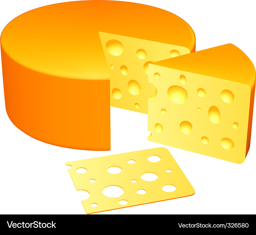 Cheese Pieces - Close-up Shot Vector Image