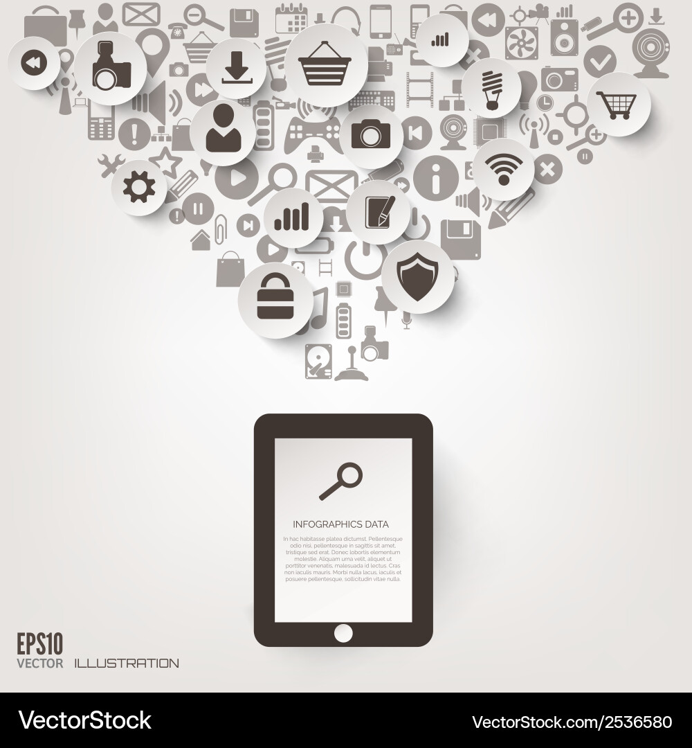 Flat abstract background with web icons interface Vector Image