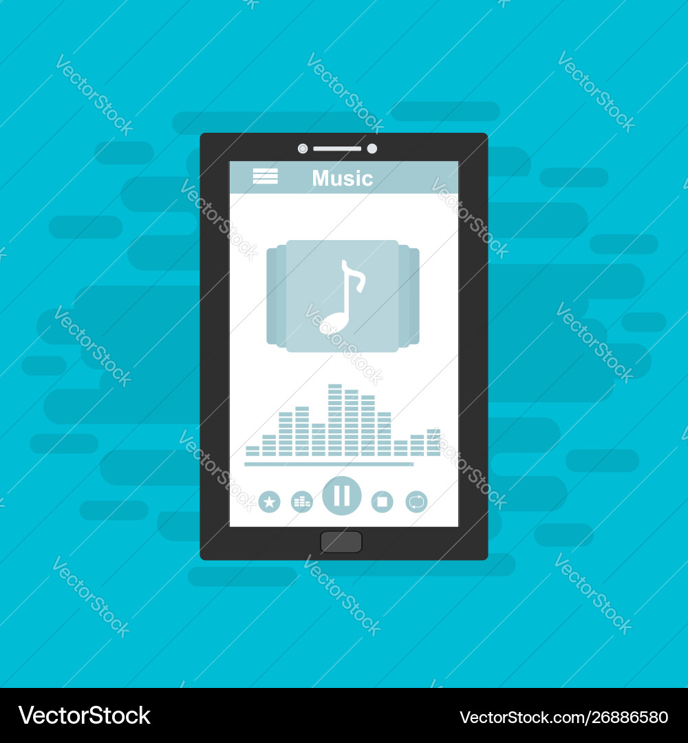 Media player application app template with flat vector image