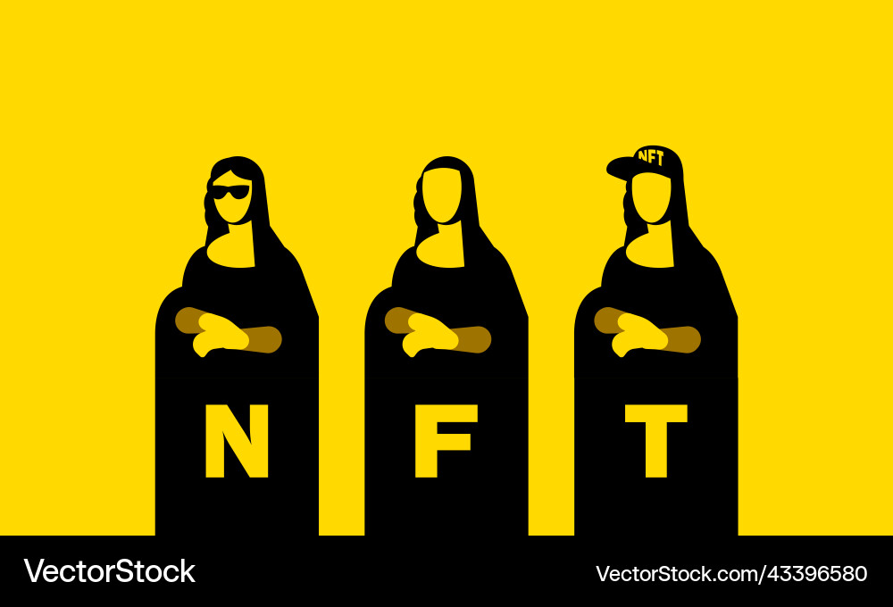 Nft art collection with mona lisa flat Nft art collection with mona lisa flat vector image