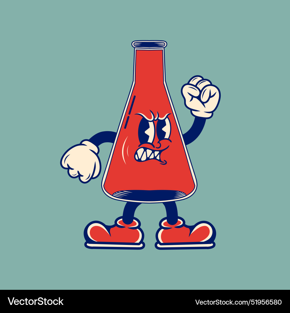 Retro character design of flask laboratory Vector Image