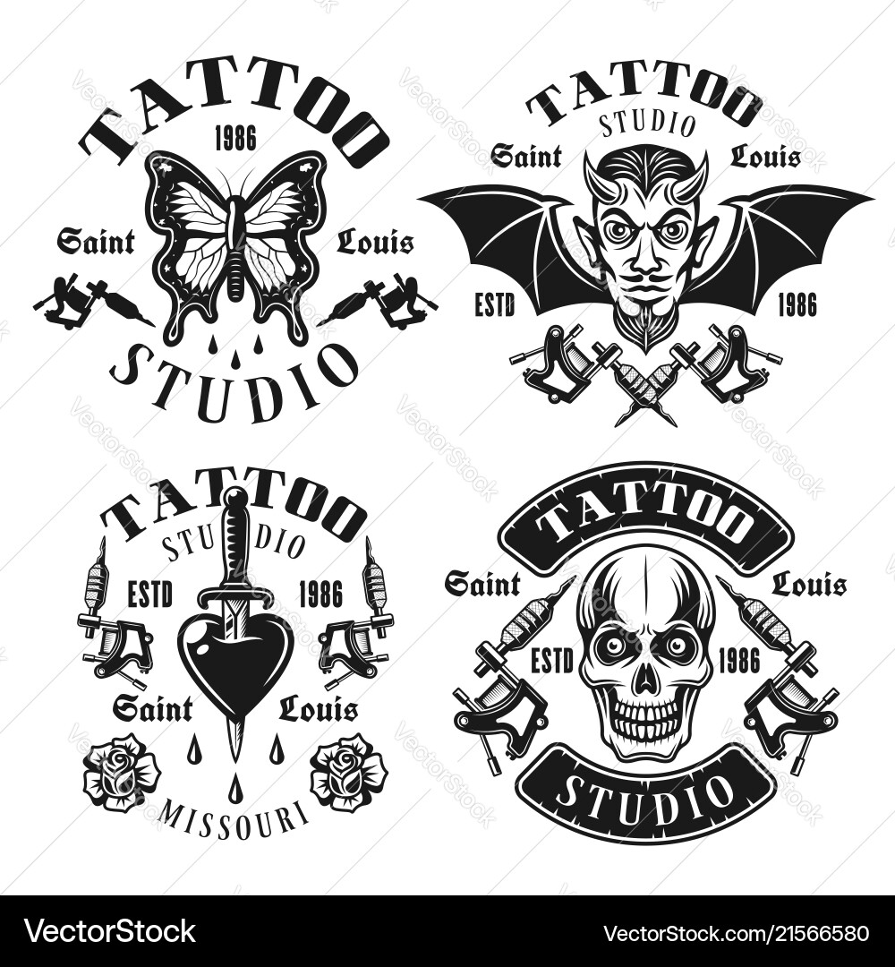 Vintage Tattoo Studio Prints Vector Image