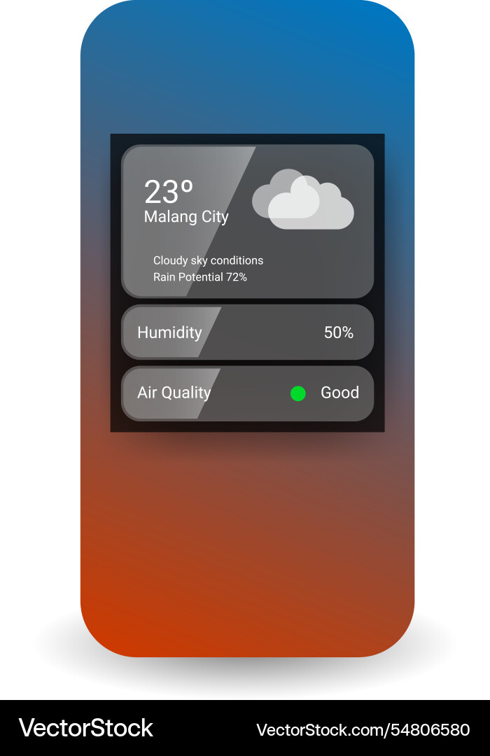 Weather app widget design with temperature vector image