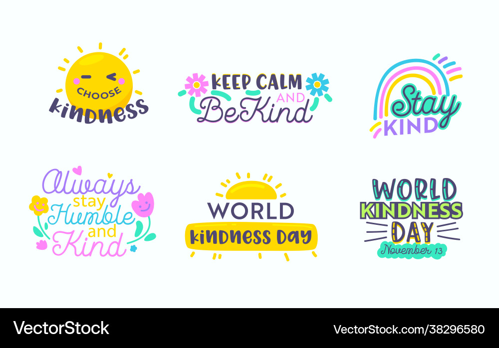 World Kindness Day Icons - Cartoon Vector Image