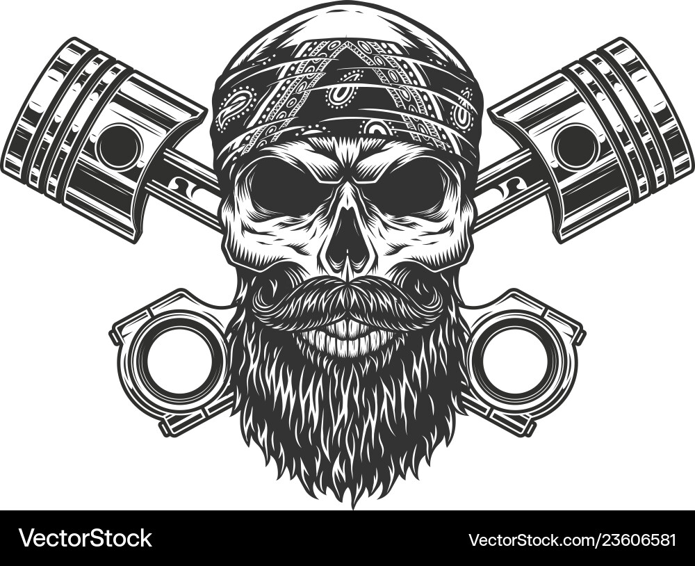 Biker Skull with Bandana vector image