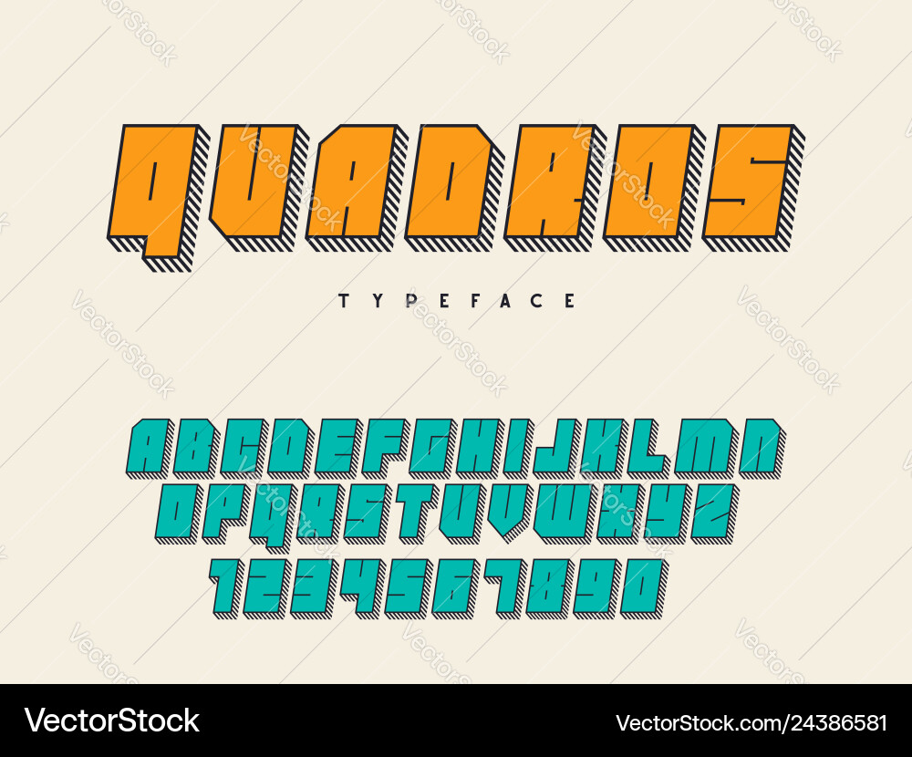 Bold Block Font - Square Letters & Numbers vector image