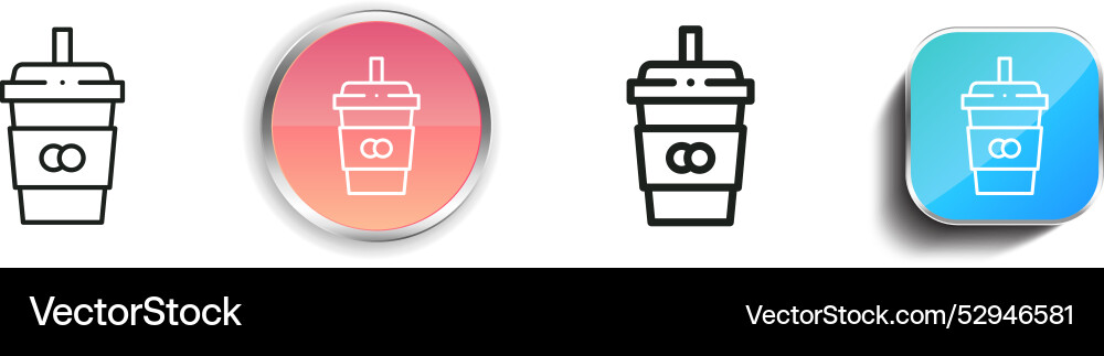 Coffee cup icon thin linear regular and button Coffee cup icon thin linear regular and button vector image