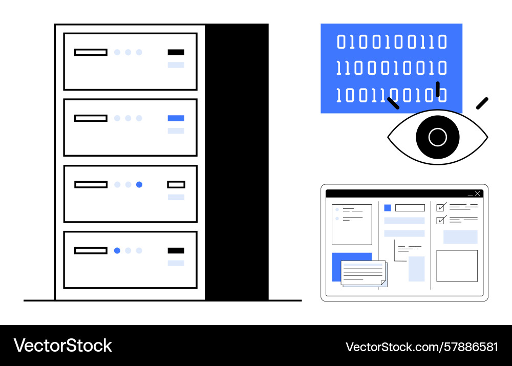 Data storage security and monitoring in digital Data storage security and monitoring in digital Vector Image