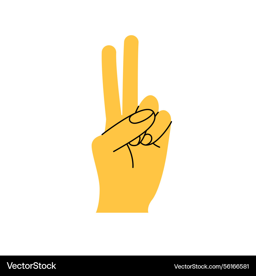 Hand gesture number two color trendy index Vector Image