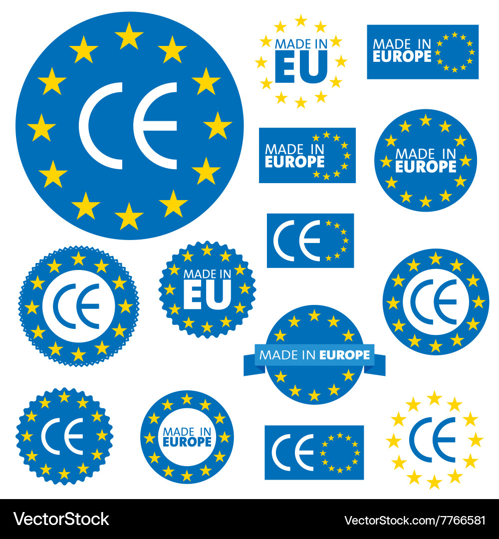 Made in European Union Labels Abzeichen und Aufkleber Vektorbild