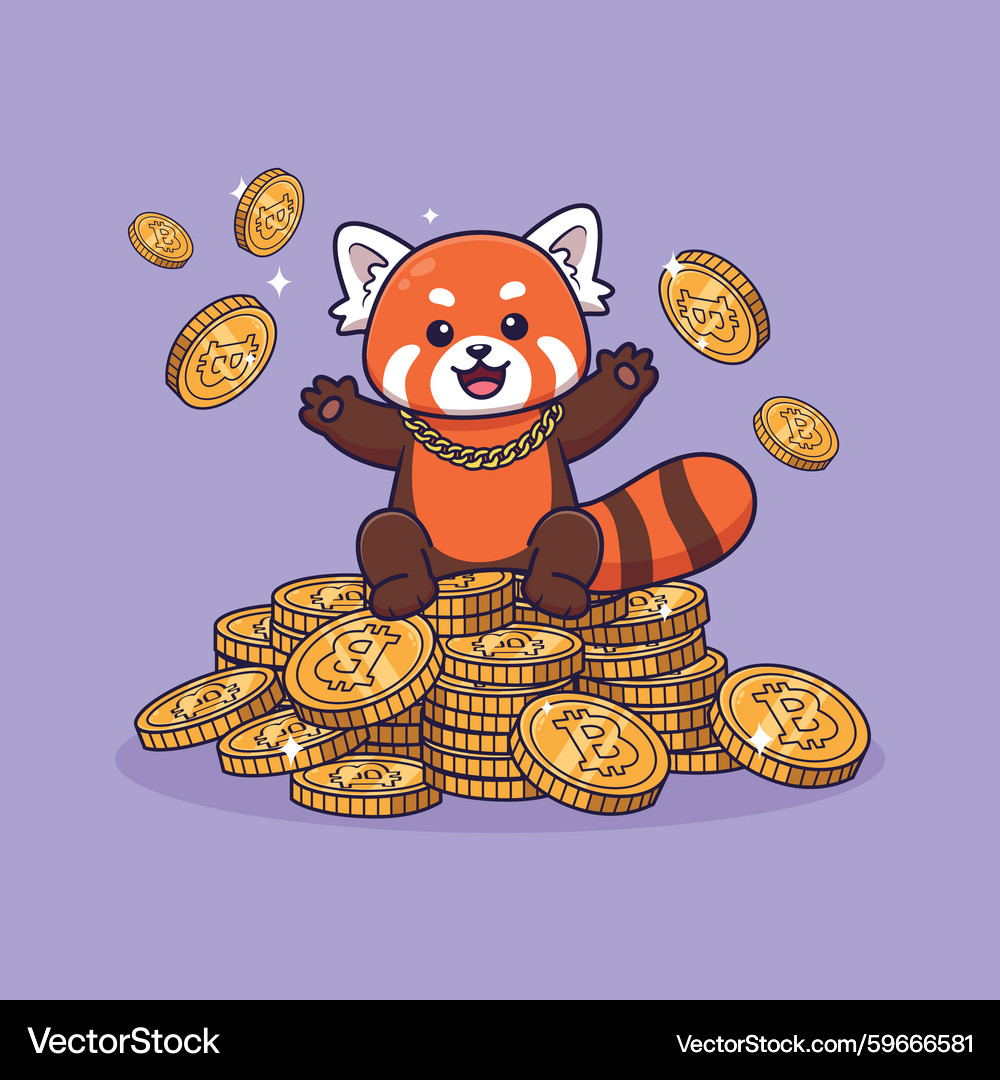 Red Panda with Bitcoin Coins – Royalty-Free Vector | VectorStock