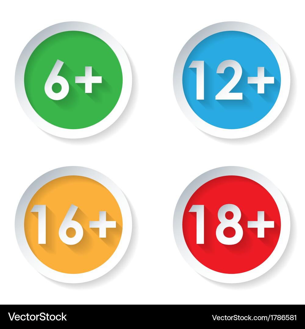 Set of age restriction flat icons Vector Image