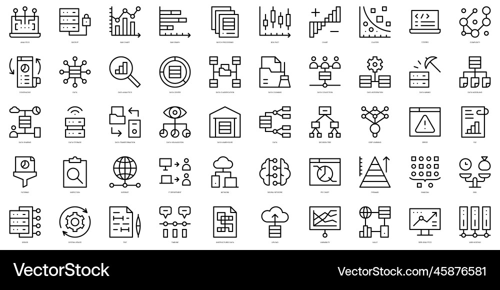 Set of thin line data analytics icons Set of thin line data analytics icons vector image